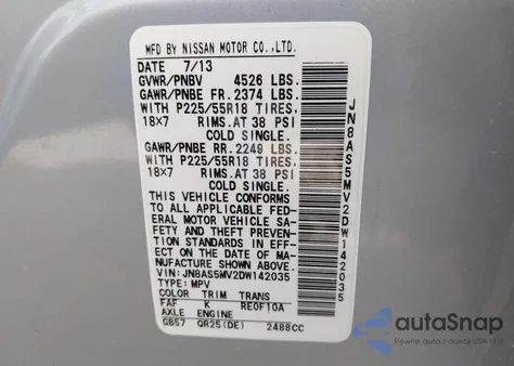 2013 Nissan Rogue Sv W/Sl Pkg z USA, uszkodzony, nr VIN JN8AS5MV2DW142035